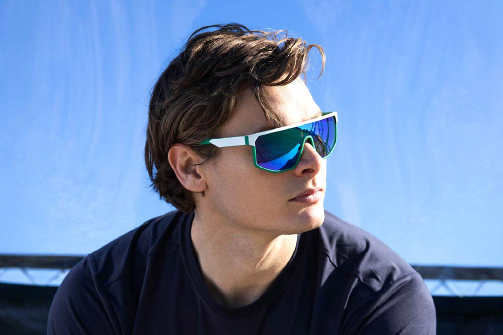 GoupsTR90 sunglasses frame worn by model.