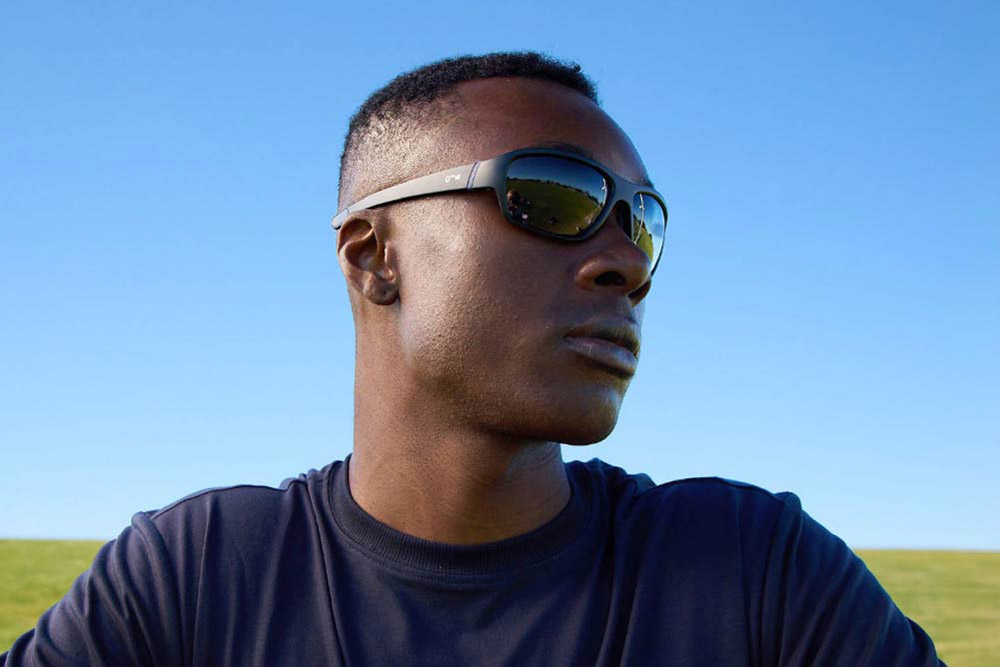 LachieTR90 sunglasses frame worn by model.